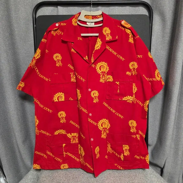 [BUNJANG] 90s American Vintage Hawaii Print Short Sleeve Work Shirt XL / 90s 미국 하와이 반팔 워크 셔츠 XL(105)