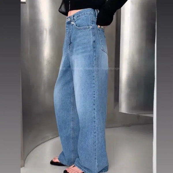[BUNJANG] Wide Leg Mid-Wash Denim Pants (Size M) / 와이드 중청 데님 m