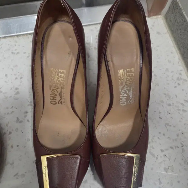[BUNJANG] Salvatore Ferragamo Brown Women's Pumps / 페라가모 브라운 여성 펌프스힐 235