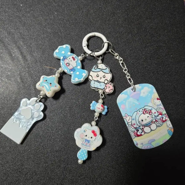 [BUNJANG] Handmade Sky Blue Character Keyring / [핸드메이드] 하늘색 캐릭터 키링