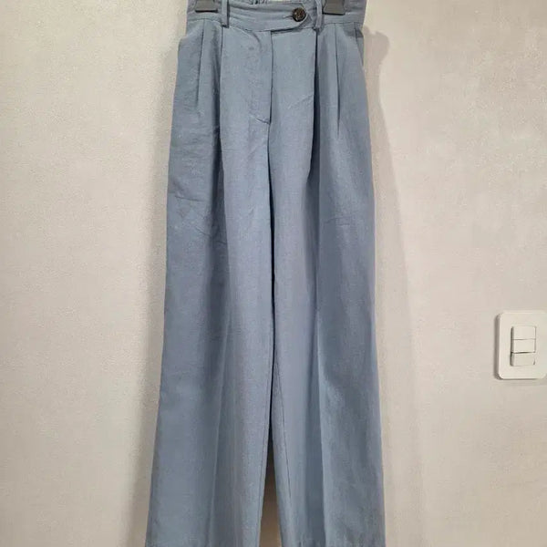 [BUNJANG] Vanake Linen Wide Pants Sky Blue / 반에이크 마 바지
