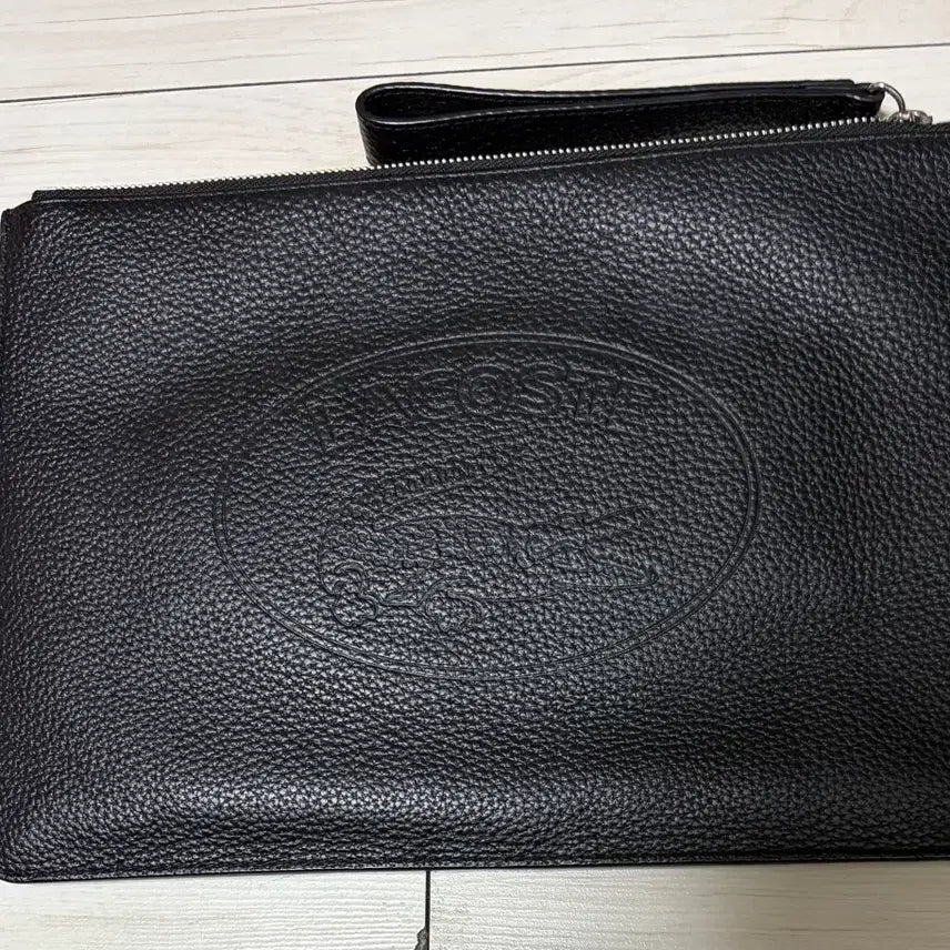 [BUNJANG] Lacoste Black Leather Clutch Bag / 라코스테 블랙 가죽 클러치 백
