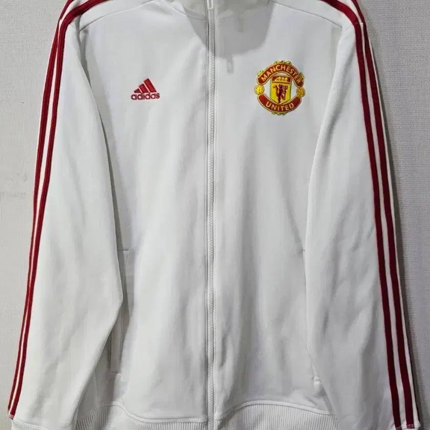 [BUNJANG] Adidas Manchester United White Jersey Track Top Zip-Up L / 아디다스 맨유 화이트 유니폼 트랙탑 져지집업 100/L