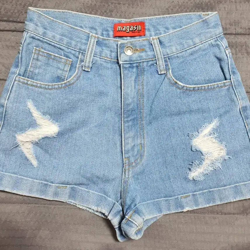 [BUNJANG] Denim Lightning Detail Short Pants Size S / 데님 숏팬츠 번개 디테일 S