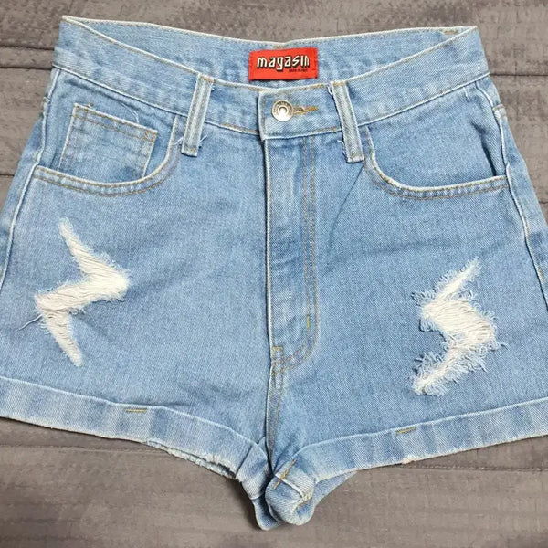 [BUNJANG] Denim Lightning Detail Short Pants Size S / 데님 숏팬츠 번개 디테일 S