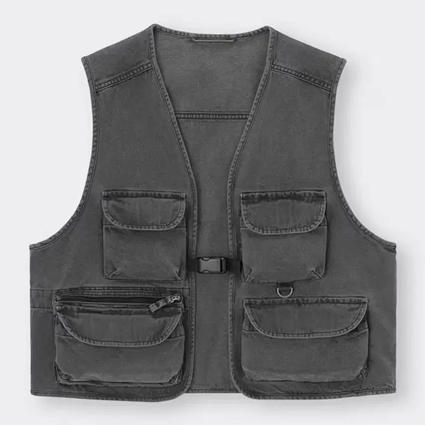 [BUNJANG] GU Utility Fishing Vest Black Denim XL / GU 유니클로 지유 흑청 블랙데님 유틸리티 피싱 베스트 XL~110
