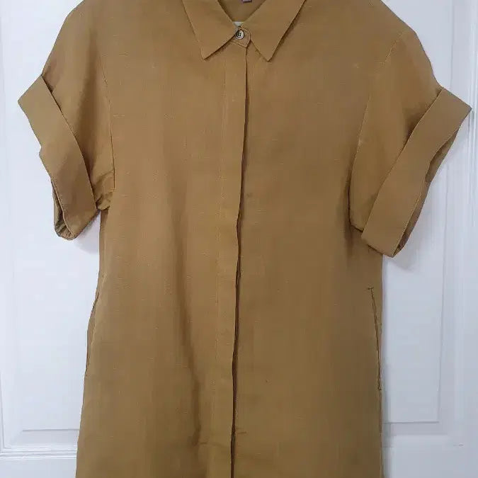 [BUNJANG] Byeolbat Yangpumjeom Linen Shirt Dress Camel Brown / 별밭양품점 린넨 셔츠 원피스 카멜 브라운