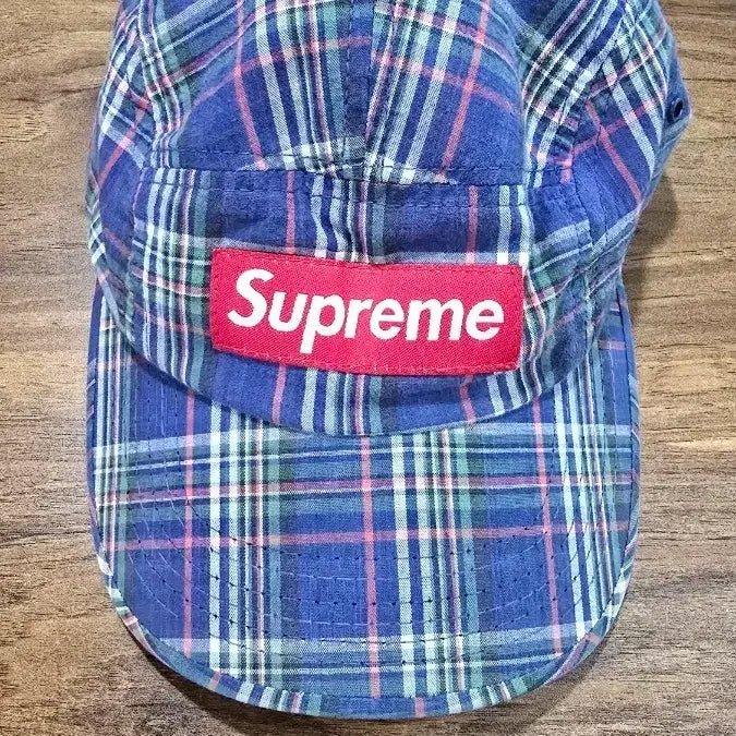 [BUNJANG] Supreme 07FW Blue Check Camp Cap / 슈프림 체크 캠프캡 블루 07FW