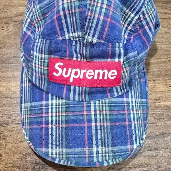 [BUNJANG] Supreme 07FW Blue Check Camp Cap / 슈프림 체크 캠프캡 블루 07FW