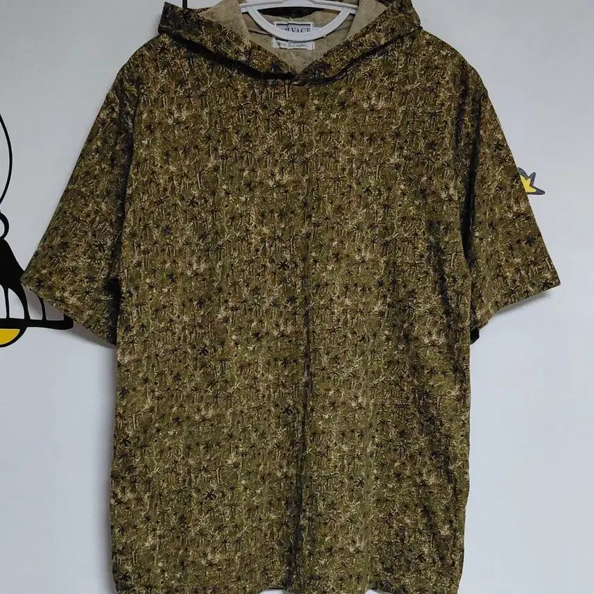 [BUNJANG] VIVACE Vintage Palm Tree Pattern Short Sleeve Hoodie T-Shirt / [M] VIVACE 비바체 재팬 빈티지 야자수 패턴 반팔 후드 티셔츠