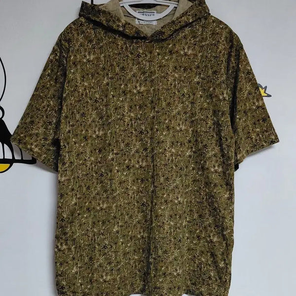[BUNJANG] VIVACE Vintage Palm Tree Pattern Short Sleeve Hoodie T-Shirt / [M] VIVACE 비바체 재팬 빈티지 야자수 패턴 반팔 후드 티셔츠