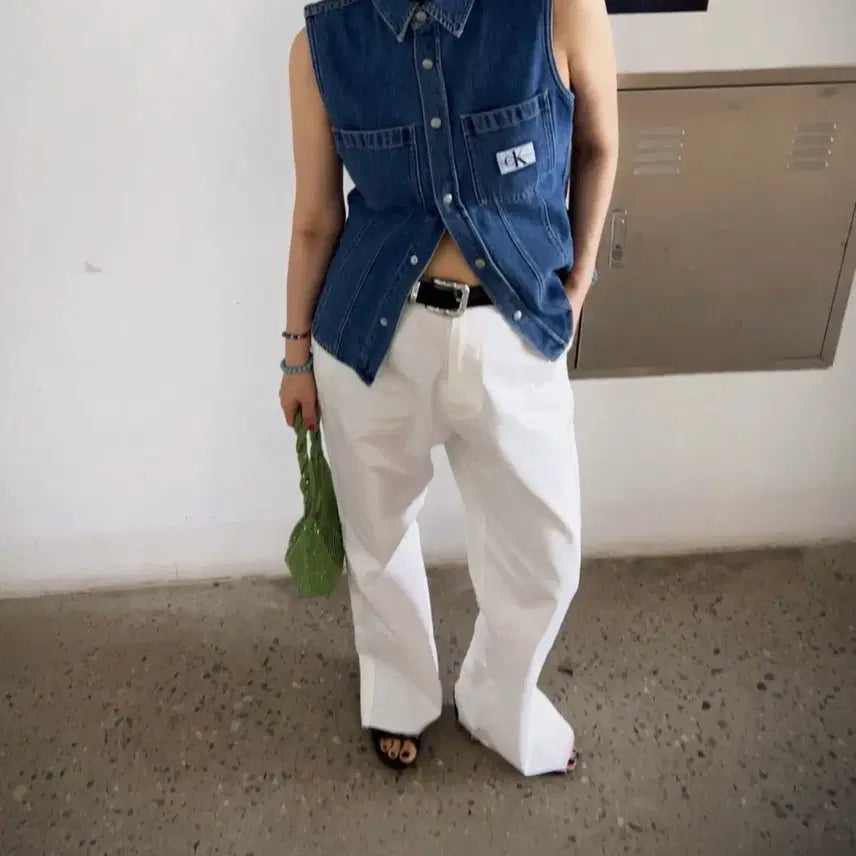 [BUNJANG] Calvin Klein Jeans CK Denim Vest - Size S / (새상품) 캘빈클라인진 CK 데님 베스트 S