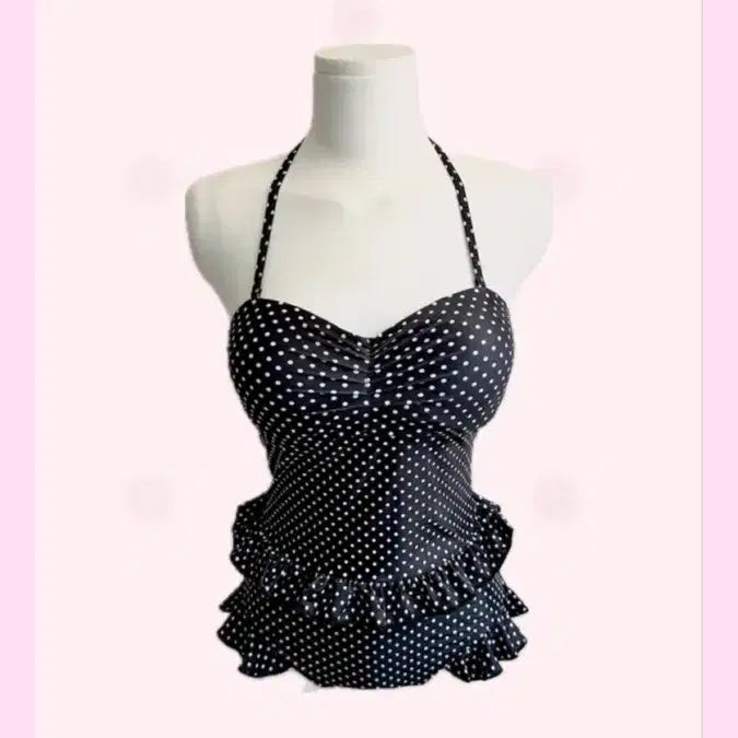 [BUNJANG] Ruffle Dot Halterneck Bikini Swimsuit / 새상품, 끈 분리/조절가능) 홀터넥 도트 프릴 비키니 수영복
