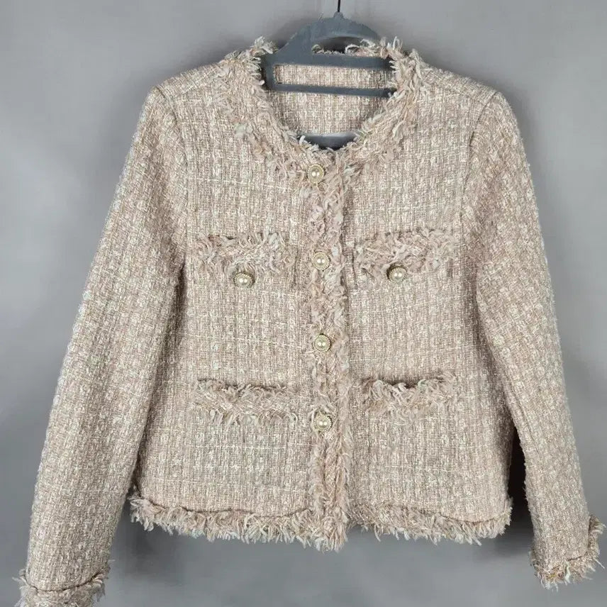 [BUNJANG] Soloist Women's Gold Pearl Pink Tweed Jacket / [무료배송]솔로이스트 F 여성 골드펄 핑크 트위드 자켓 도톰