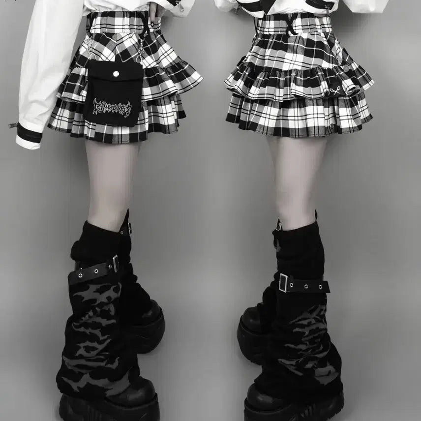 [BUNJANG] Dim More Check Frill Skirt / 딤모아르 체크 프릴 스커트