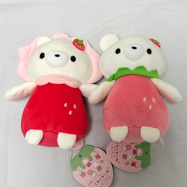 [BUNJANG] Yell Kowakunaiine Ichigokibun Strawberry Lion Bear Plush Bundle Set / 일괄) yell 코와쿠나이네 이치고키분 딸기 사자 곰 인형 판매합니다.