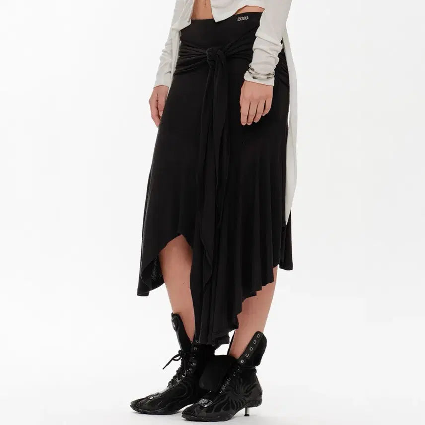 [BUNJANG] 2000ARCHIVES Flared Tie Skirt Black / 2000아카이브스 롱 스커트 FLARED TIE SKIRT Black