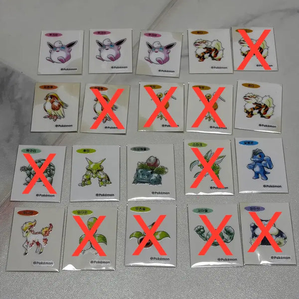 [BUNJANG] Pokemon Bread 30th Anniversary Sticker Set - Snorlax, Tangela, Pidgeotto, Growlithe, Scyther / 포켓몬 빵 30주년 띠부씰 아트워크 잠만보 이상해풀 푸크린 윈디 스라크