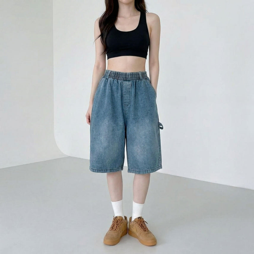 [BUNJANG] Women's Bermuda Wide Shorts (Light Blue) / 새상품] 여자 버뮤다 와이드 반바지