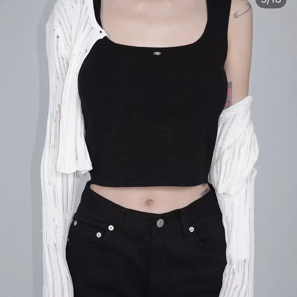 [BUNJANG] Pale Jade Silk Square Neck Sleeveless Top / 페일제이드 실크 스퀘어넥 슬리브리스 나시