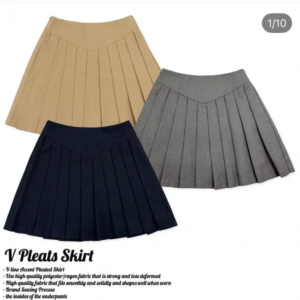 [BUNJANG] Fade Into Blue V Pleated Skirt Gray / 페일제이드 V 플리츠 스커트 그레이