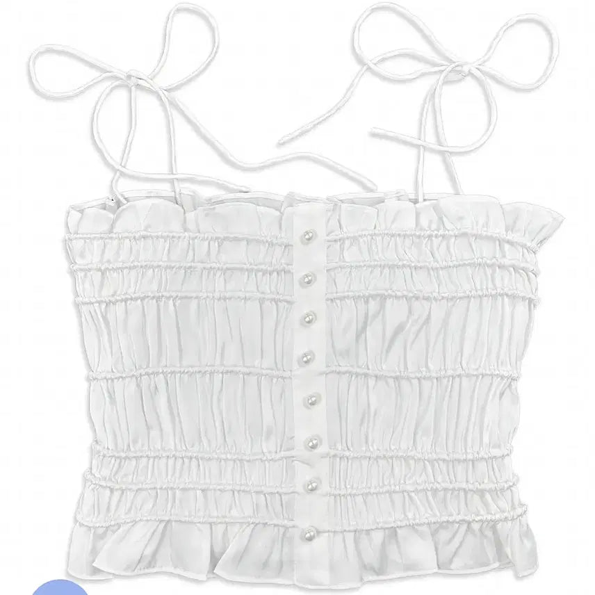 [BUNJANG] Failjade Pearl Satin Sleeveless Top White / 페일제이드 펄 새틴 나시 탑