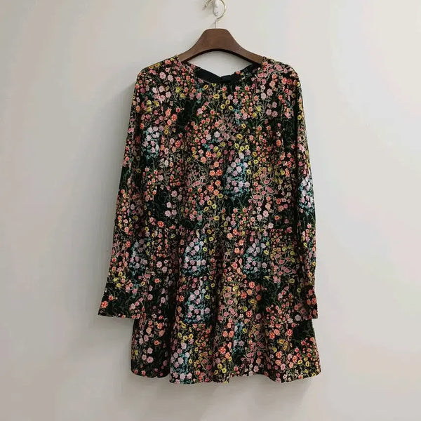 [BUNJANG] Zara Floral Print Flare Midi Dress with Back Ribbon / 자라 잔꽃무늬 뒷리본 플레어 원피스 55