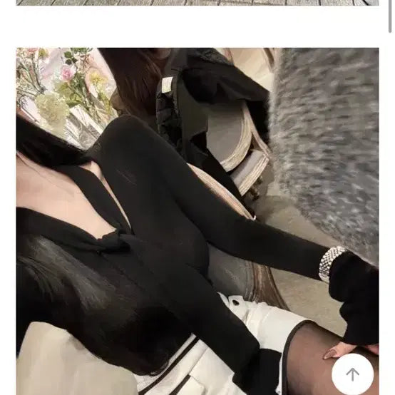 [BUNJANG] Black Tie Neck Knit Top / 블랙 타이니트