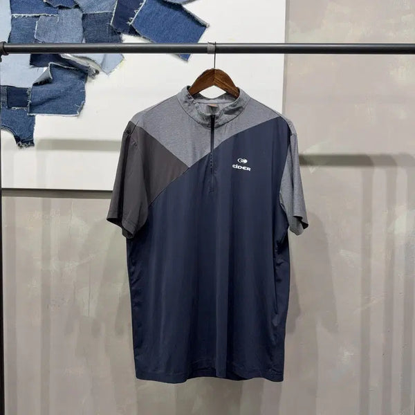 [BUNJANG] Eider Outdoor Color Block Functional Half-Zip T-Shirt / (110) 아이더 등산 아웃도어 배색 반집업 기능성 반팔 티