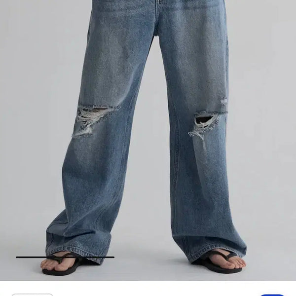 [BUNJANG] 8seconds Lightweight Straight Denim Blue / 에잇세컨즈 데미지 스트레이트 경량 데님 블루 새상품