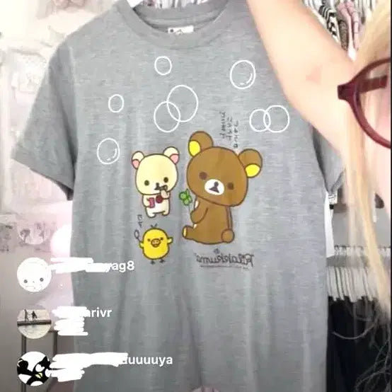 [BUNJANG] STC Rilakkuma Short Sleeve T-Shirt Gray Korilakkuma San-X / stc 빈티지 리락쿠마 반팔 티셔츠 회색 코리락쿠마 산엑스