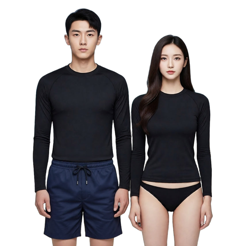 [BUNJANG] Men's Plain Black Rash Guard Top / 새상품] 국산 남자 심플 블랙 무지 래쉬가드 상의