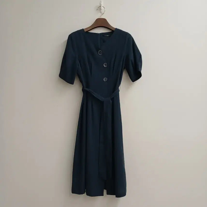 [BUNJANG] Roem Deep Teal Belted Short-Sleeve Long Dress / Roem 로엠 딥청록 벨트 반팔 롱 원피스