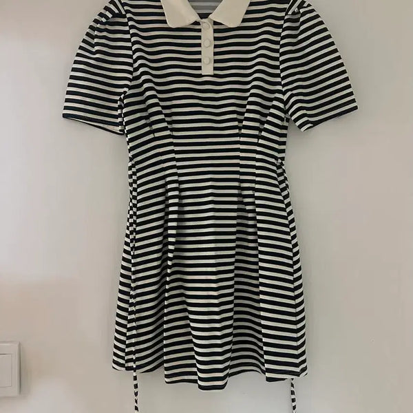 [BUNJANG] Stripe Collar Mini Dress / (새상품) 스트라이프 카라 원피스