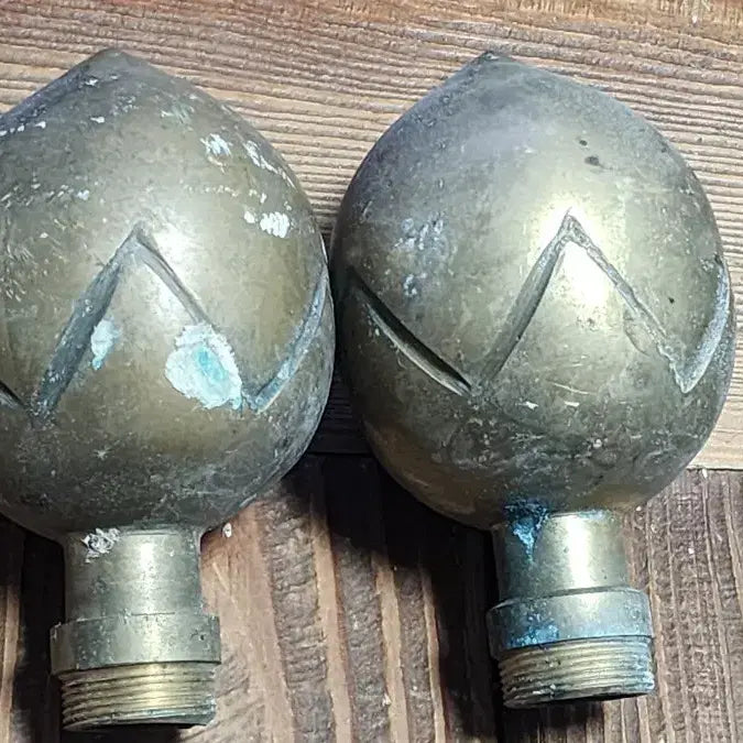 [BUNJANG] Korean Modern History Brass Flagpole Ornament Set (2 pcs) / 한국근대사  황동 국기봉 장식 2개