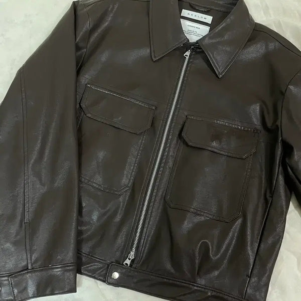 [BUNJANG] Dope Jason Vegan Leather XL Jacket / XL 도프제이슨 비건레더 브라운