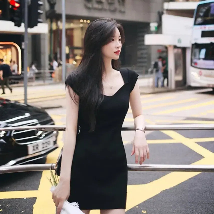 [BUNJANG] MilkCocoa Black Mini Knit Dress / 밀크코코아 블랙 미니 니트원피스 새상품