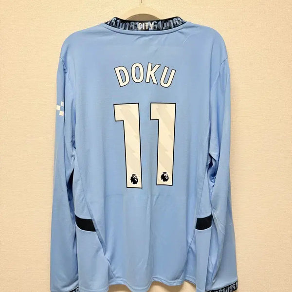 [BUNJANG] 24-25 Manchester City Home Long Sleeve No. 11 Doku Authentic Jersey / (새상품) 24-25 맨시티 홈 긴팔 No.11 도쿠 정품 유니폼