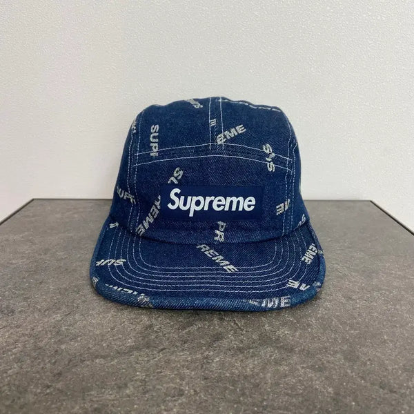 [BUNJANG] Supreme Box Logo Glitter Logo Denim Camp Cap / (OS) 슈프림 박스로고 캠프캡 모자 글리터 로고 데님