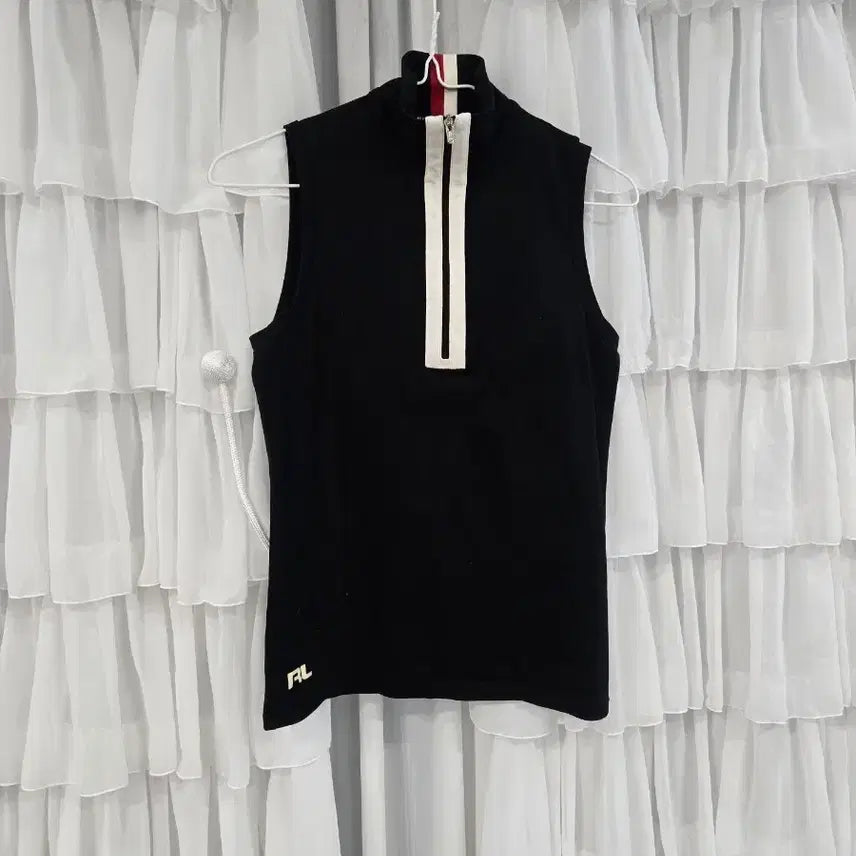 [BUNJANG] Ralph Lauren Black Half-Zip Sleeveless T-Shirt / 랄프로렌 검정색 반집업 민소매 티셔츠