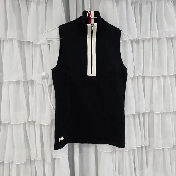 [BUNJANG] Ralph Lauren Black Half-Zip Sleeveless T-Shirt / 랄프로렌 검정색 반집업 민소매 티셔츠