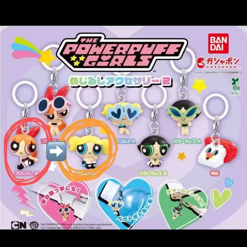 [BUNJANG] Powerpuff Girls Majime 2nd Edition Keyring Charm Gacha / 파워퍼프걸 메지루시2탄 키링 참 가챠