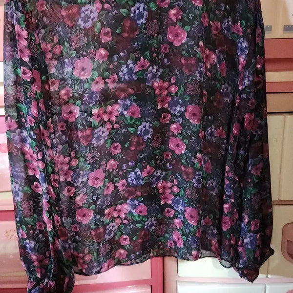 [BUNJANG] Flower See-through Blouse / 플라워 시스루 블라우스 긴팔 일반66잘맞음