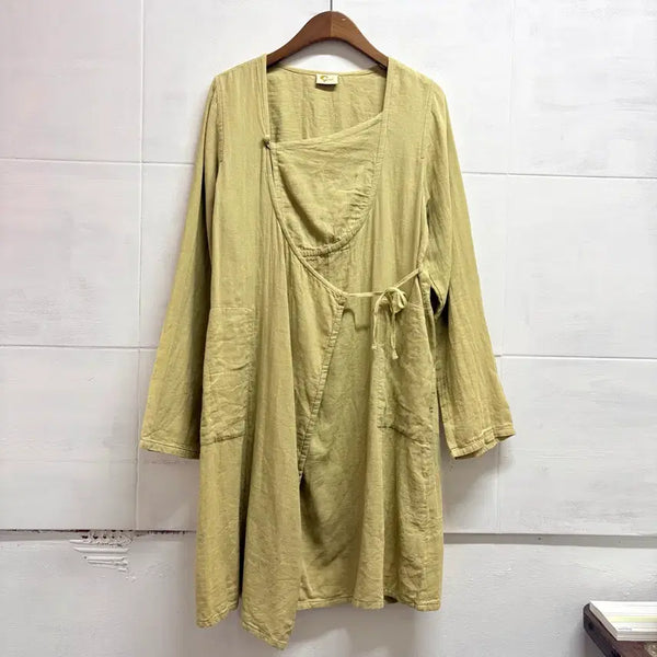 [BUNJANG] Amina INDIA Cotton Ribbon Wrap Hippie Dress Cardigan / Amina INDIA 코튼 리본 랩 히피 원피스 가디건 JPN