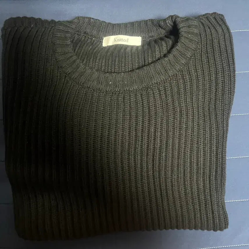 [BUNJANG] Nitted Cotton Minimal Round Knit Black XL / 니티드 코튼 미니멀 라운드 니트 블랙 XL