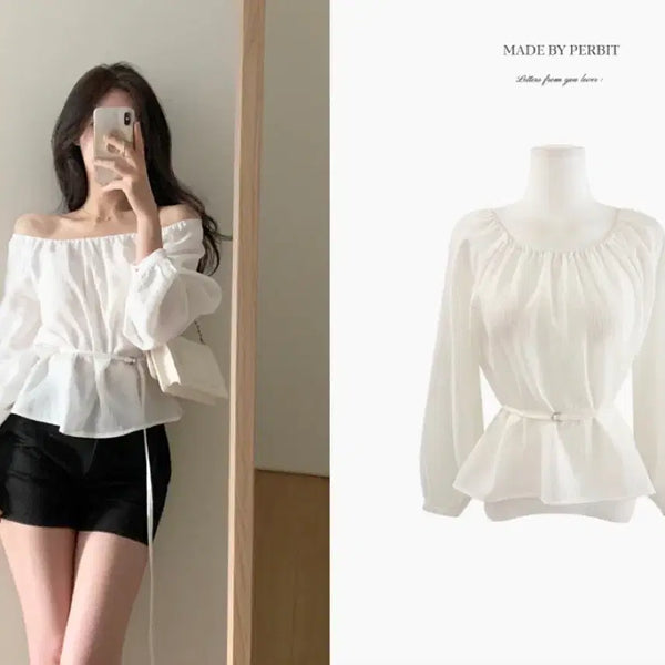 [BUNJANG] Perbit Blanche Off-Shoulder Two-Way Blouse / 퍼빗 블랑쉬 오프숄더 투웨이 블라우스