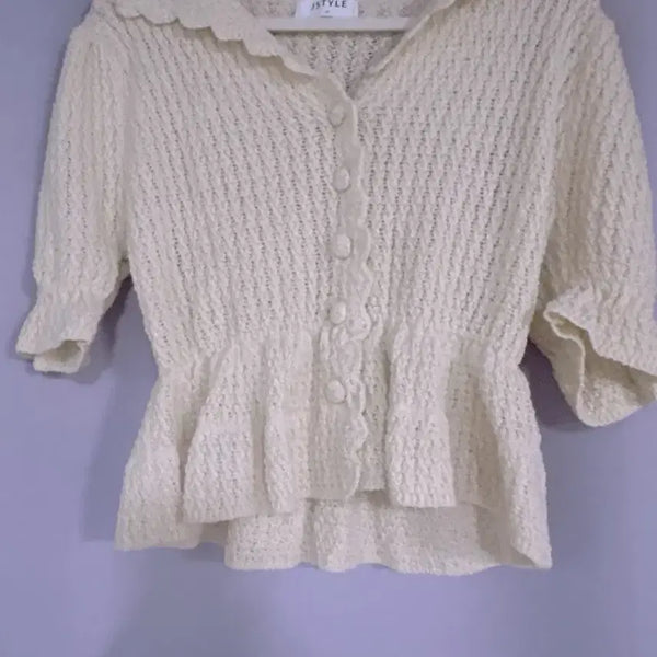 [BUNJANG] JSTYLE Ivory Knit Blouse / JSTYLE 아이보리 니트 블라우스