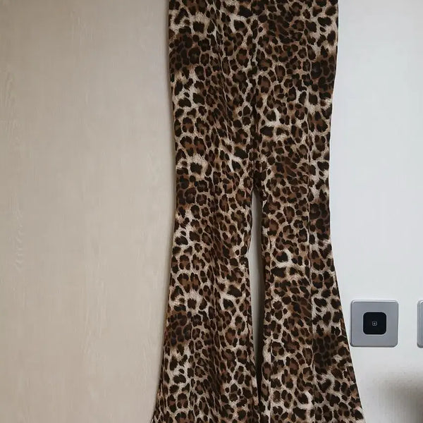 [BUNJANG] Egg Seoul Leopard Print Bootcut Pants / 에그 서울 여성 레오파드 호피 부츠컷 팬츠
