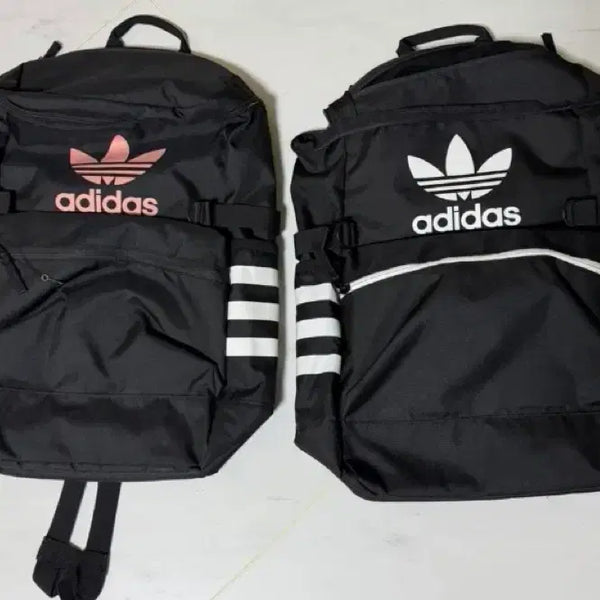 [BUNJANG] Adidas Black Backpack Pink/White Logo / 아디다스 블랙 백팩 (핑크/화이트 로고)