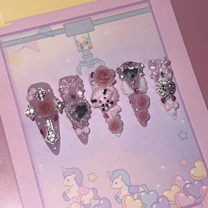 [BUNJANG] Strawberry Gyaru Handmade Nail Tips / [할인 2.4 -> 2.2 ]히메 지뢰계 딸기갸루 수제네일팁